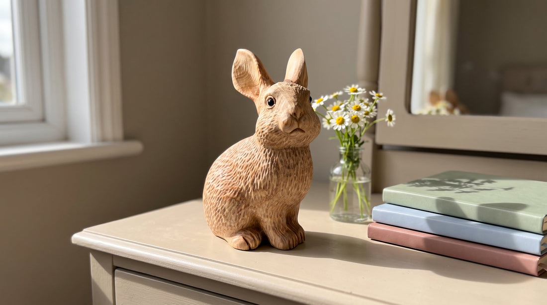 Carved Wooden Rabbit Sculpture: A Gentle Accent for Any Space