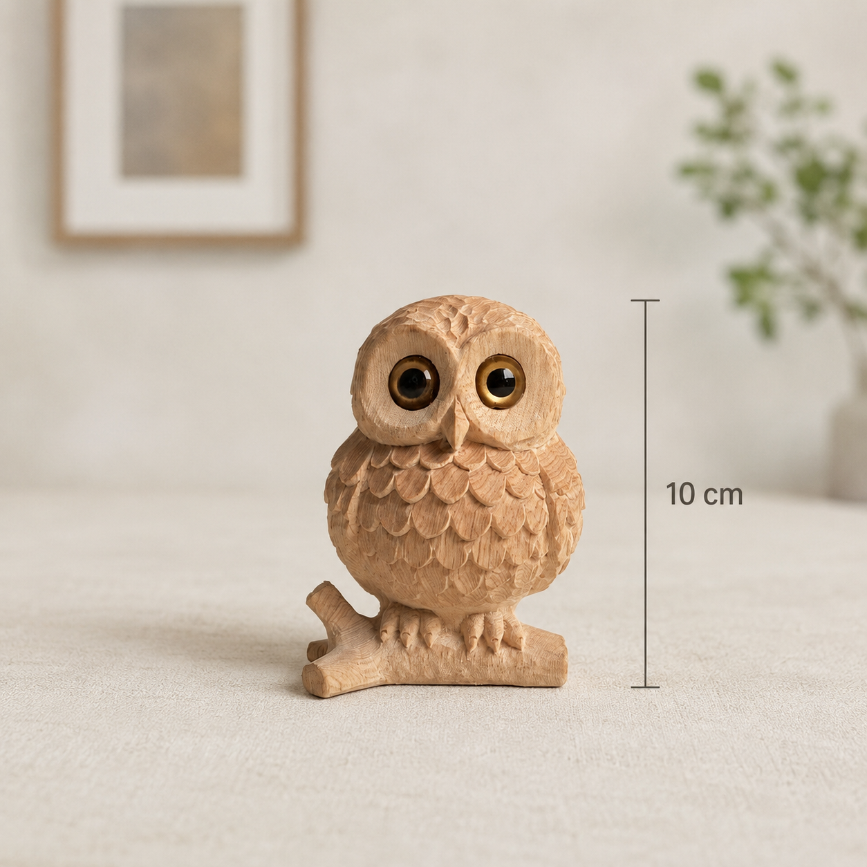 Owl Figurine - Hand-carved Wooden Animal Figurine
