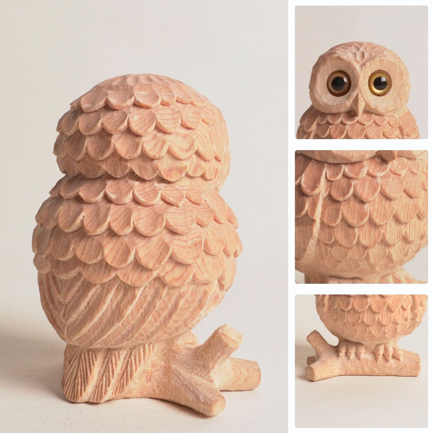 Owl Figurine - Hand-carved Wooden Animal Figurine