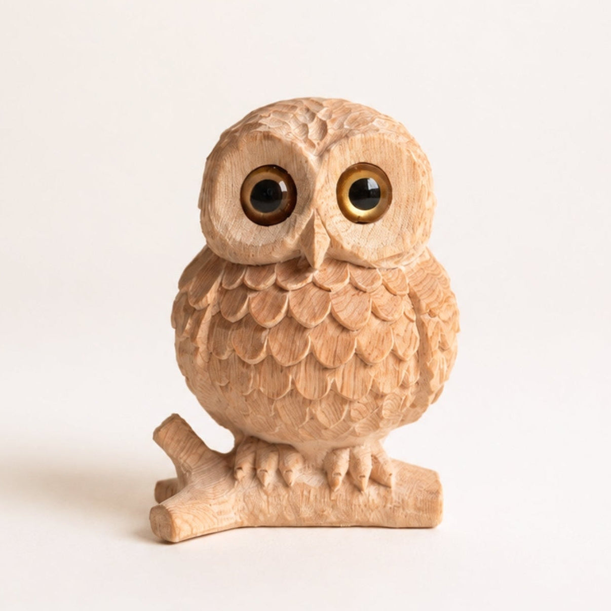 Owl Figurine - Hand-carved Wooden Animal Figurine