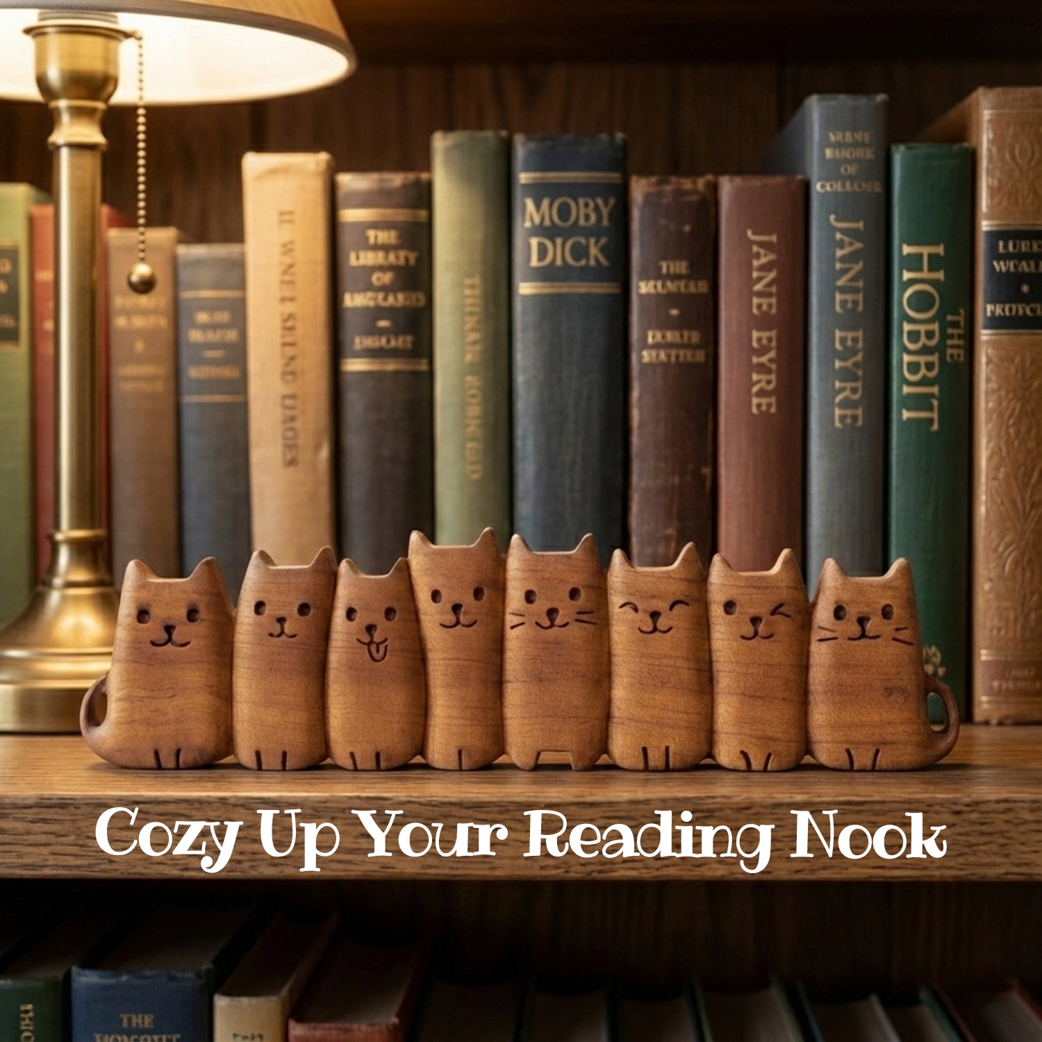 BeeRusty™ - Hand-Carved Wooden Cats Figurine