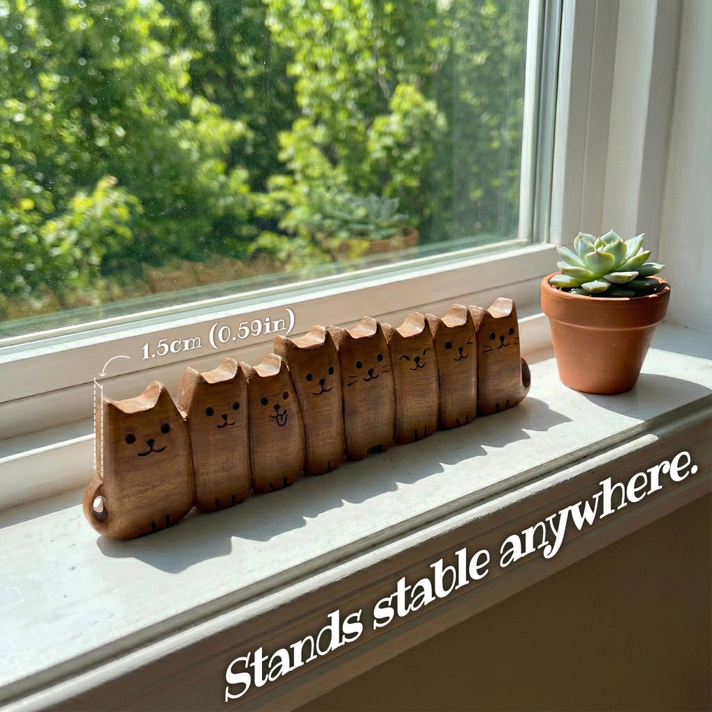 BeeRusty™ - Hand-Carved Wooden Cats Figurine