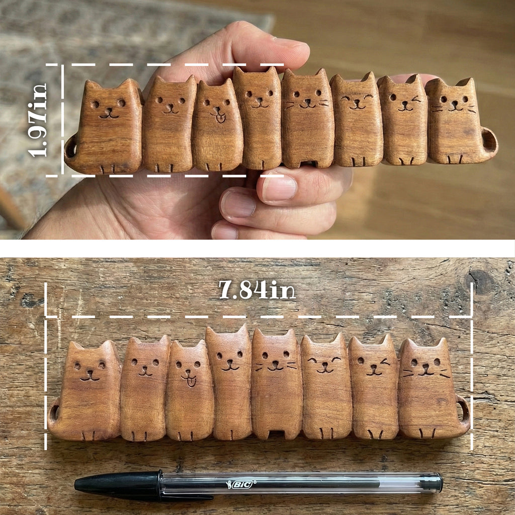 BeeRusty™ - Hand-Carved Wooden Cats Figurine