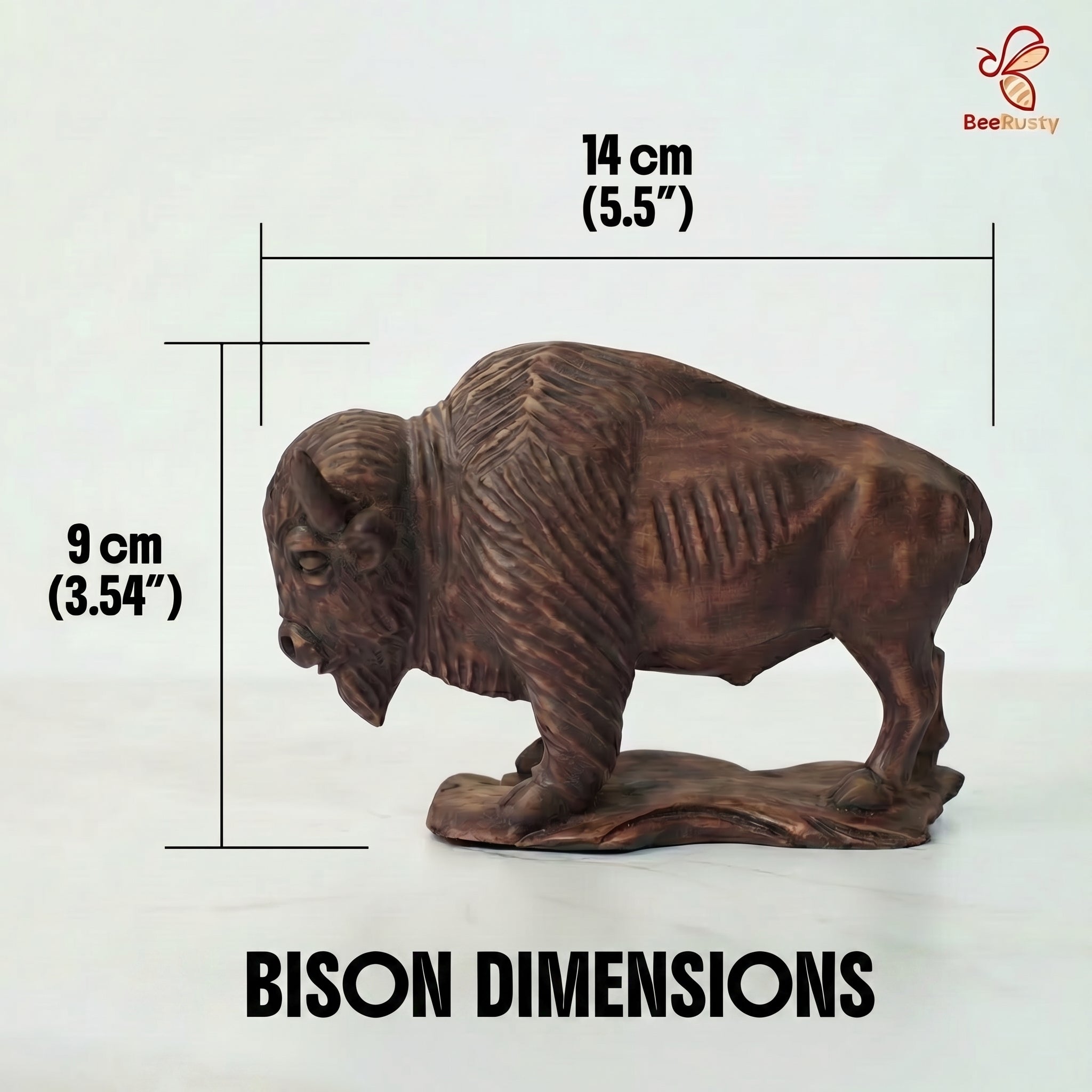 Bison Figurine - Hand-carved Wooden Animal Figurine