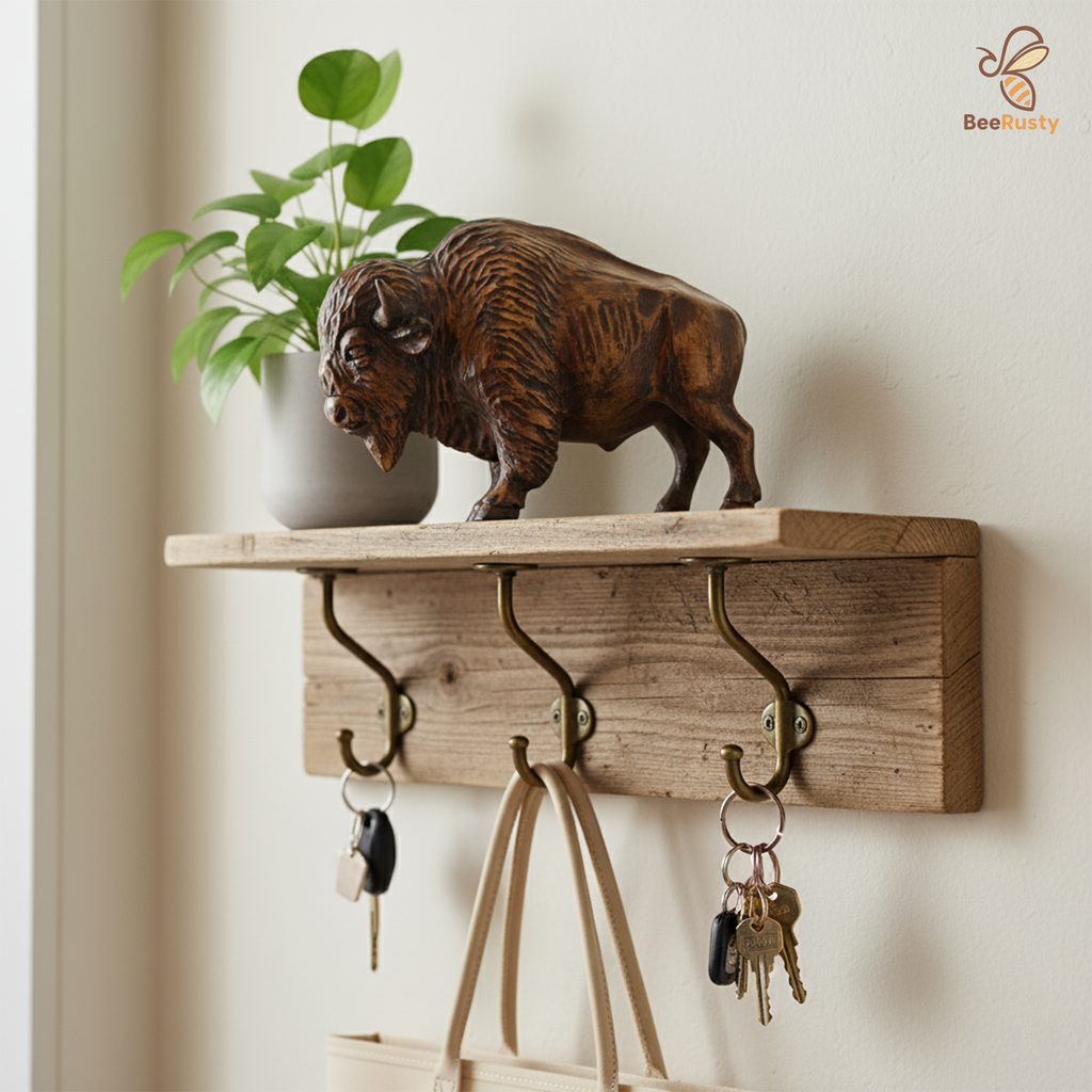 BeeRusty™ Hand-Carved Wooden Bison Figurine