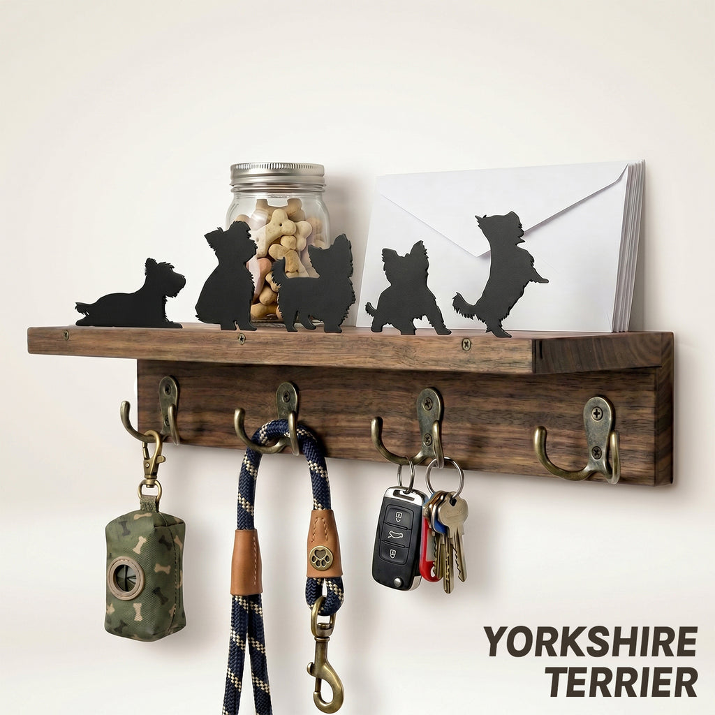 Wall Mounted Key Holder - Walnut Leash Hanger & Entryway Organizer (Custom Available)