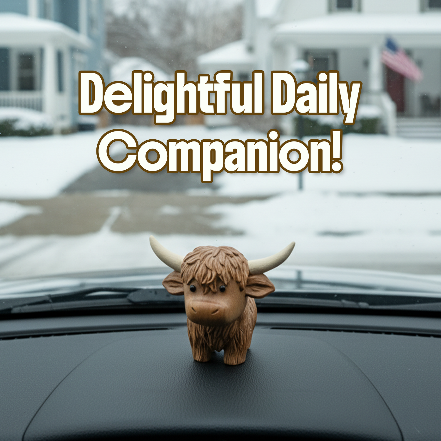 BeeRusty™ - Hand-Carved Wooden Highland Cow Figurine