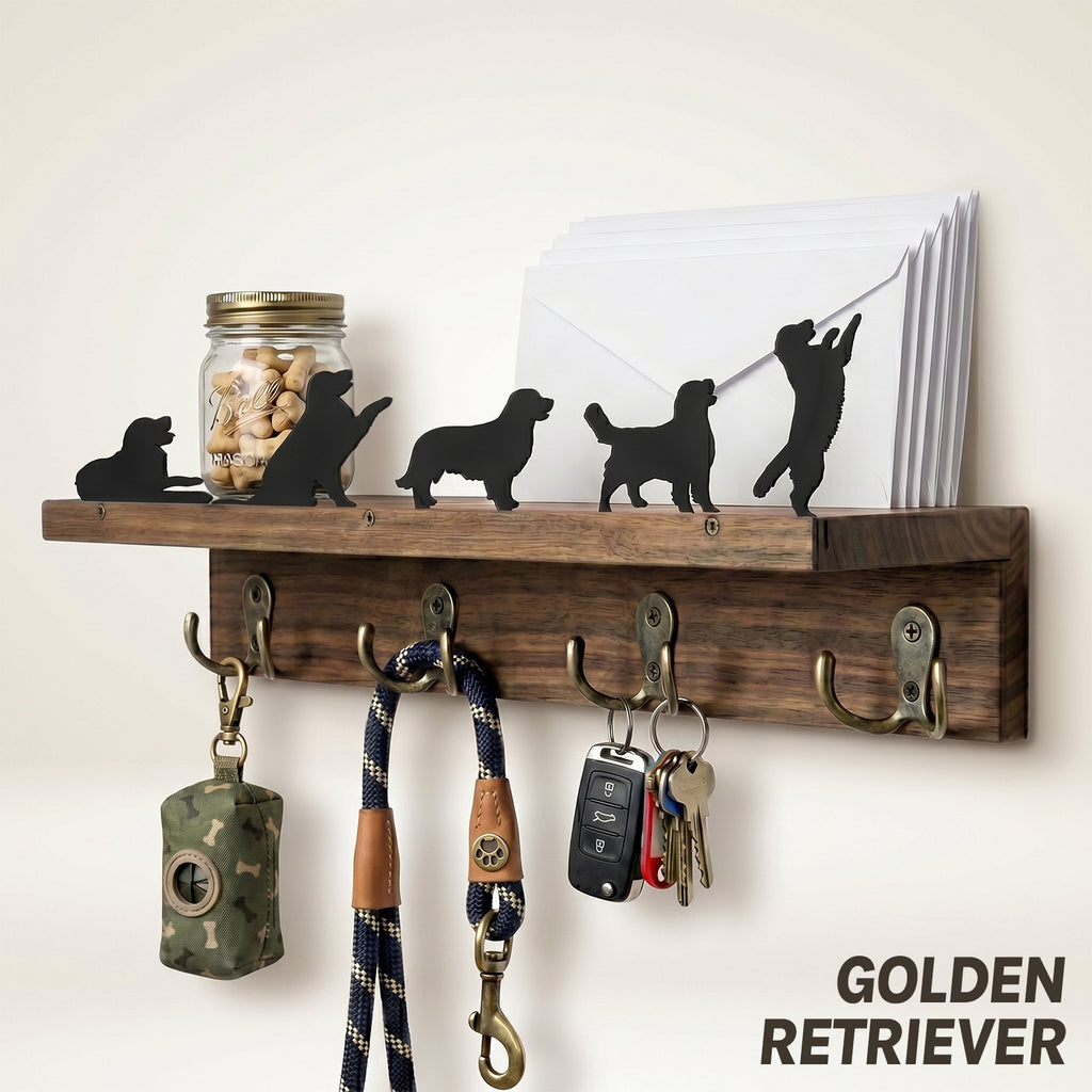Wall Mounted Key Holder - Walnut Leash Hanger & Entryway Organizer (Custom Available)