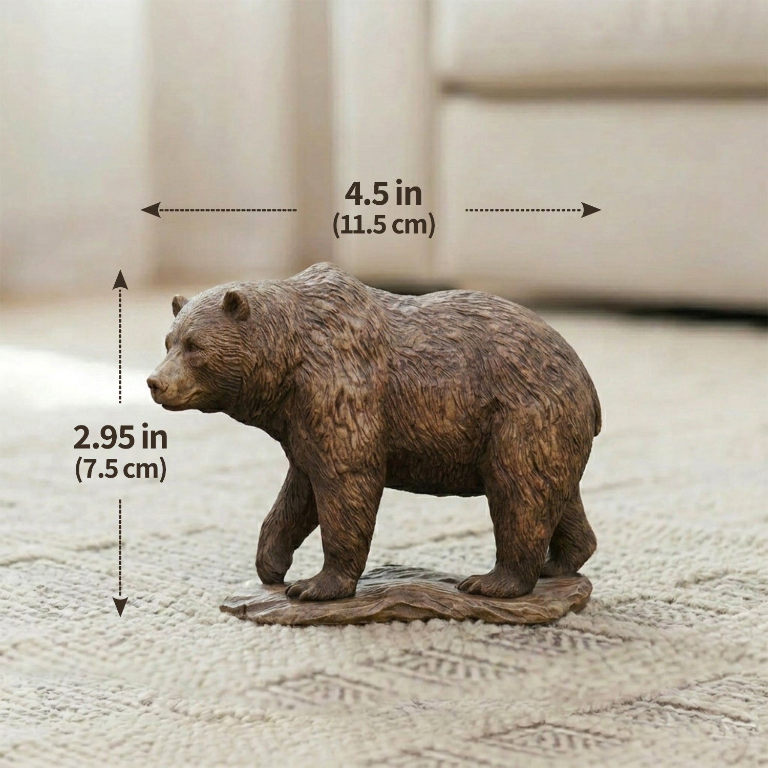 Grizzly Bear Figurine - Hand-carved Wooden Animal Figurine