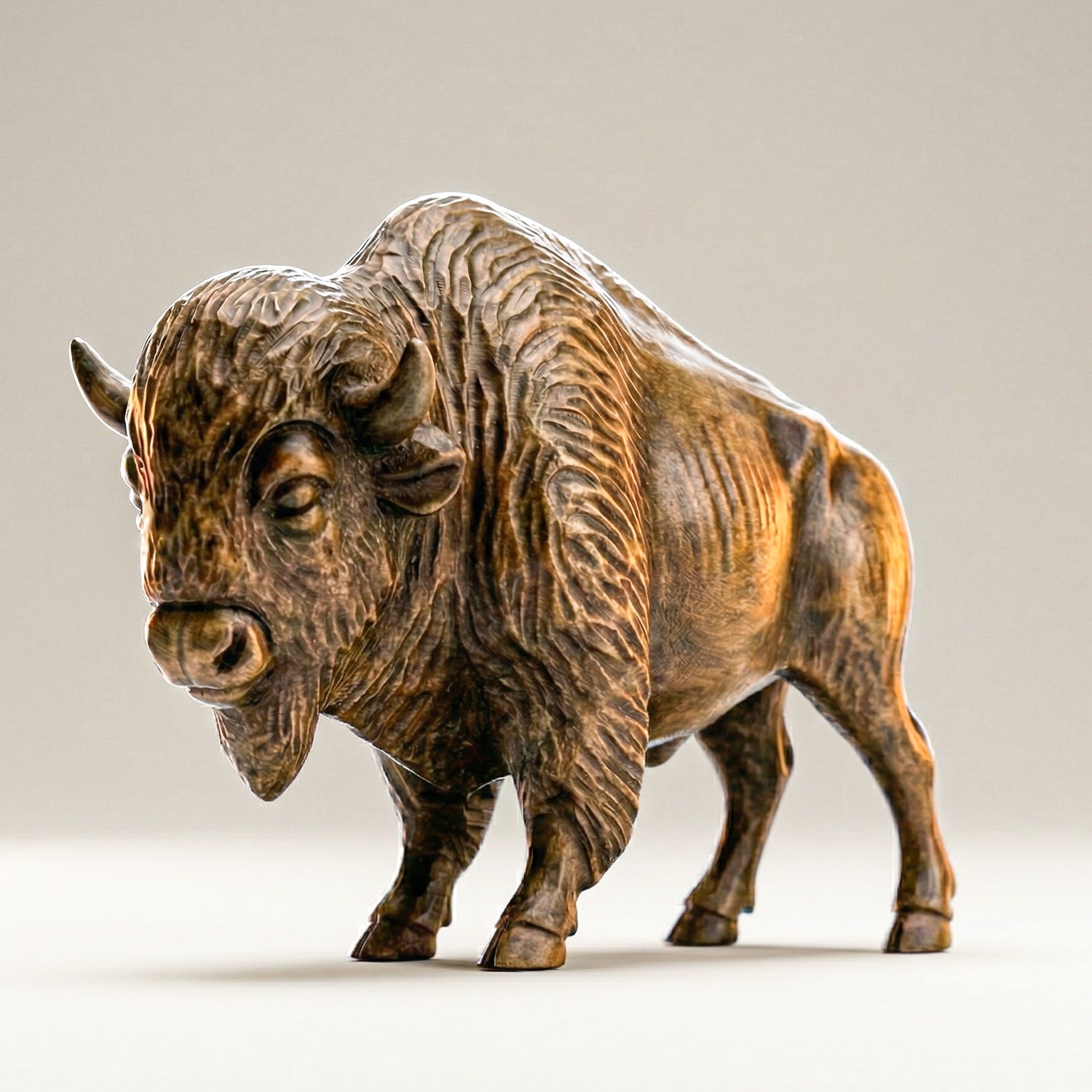 American Bison | Hand-carved Wooden Figurine