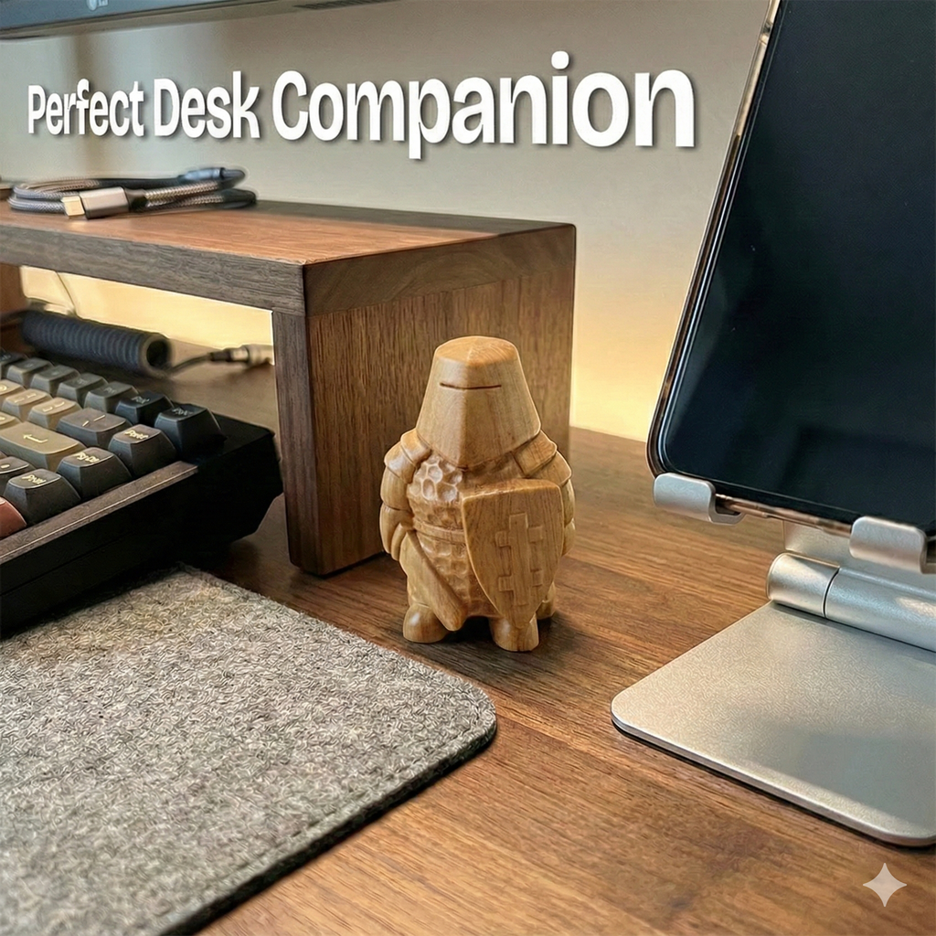 BeeRusty™ - Hand Carved Wooden Knight Figurine