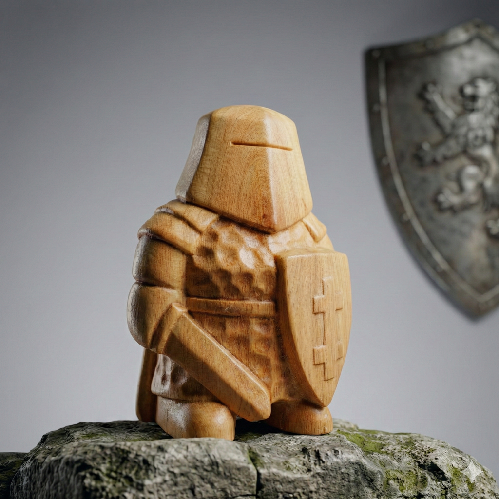 BeeRusty™ - Hand Carved Wooden Knight Figurine