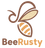 Logo of BeeRusty with a stylized bee design on a white background
