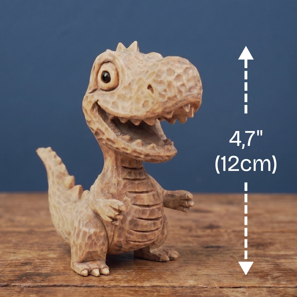 T-Rex Figurine - Hand-carved Wooden Animal Figurine